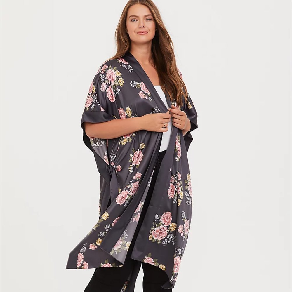 Torrid Floral Satin Ruana